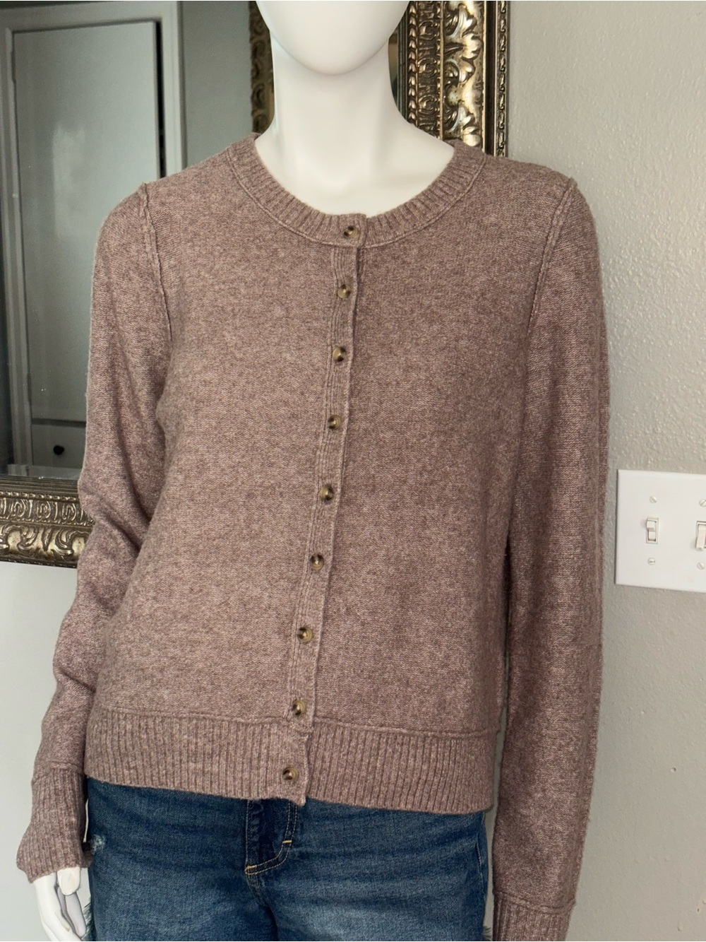 Lucky Brand Brown Button-Up Cardigan